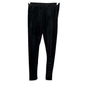 SikSilk Velour Embroidered Logo Legging in Black Size 8